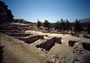 Minoische Zivilisation: Blick auf die Ruinen der Stätte von Haghia Triada, 2000-1400 v. Chr. von Minoan