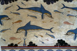 Megaron der Königin, dekoriert mit Delfin-Fresken, Palast von Knossos, Kreta, Griechenland, minoische Zivilisation