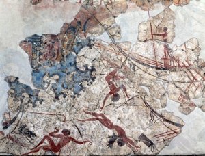 Minoische Wandmalerei aus dem antiken Thera