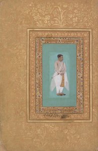 recto: Porträt von Raja Suraj Singh Rathor, verso: Seite der Kalligraphie..., recto: spätes 16. Jahrhundert von Mir 