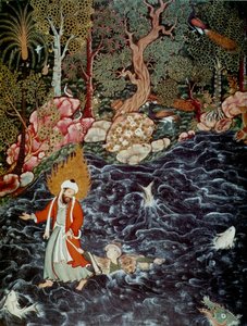 Der Prophet Elija rettet Prinz Nur ad-Dahr aus dem Hamzanama, 1562-1577 von Mir Sayyid Ali
