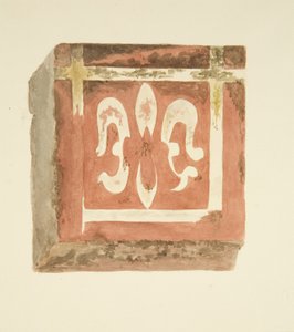 Fliese vom Boden der Kathedrale von Bristol, die eine Lilie zeigt