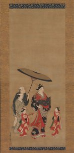 Kurtisane auf Parade, späte 1730er-frühe 1740er Jahre von Miyagawa Issho