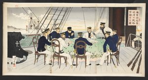 Japanische Marineoffiziere diskutieren Taktiken