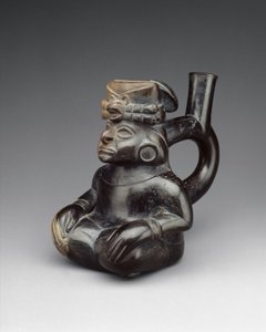 Sitzende Figurenflasche, 2.-5. Jahrhundert