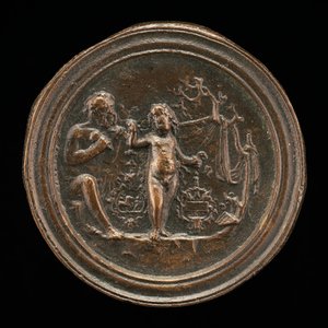 Ein Bildhauer schnitzt eine Statue von Amor, spätes 15. - frühes 16. Jahrhundert
