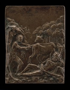 Cacus stiehlt die Rinder von Geryon von Herkules, spätes 15. - frühes 16. Jahrhundert