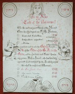 Charta des Osiris-Tempels Nr. 4 des Hermetischen Ordens der Goldenen Morgenröte, 1888 von Moina Mathers