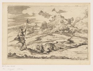 Landschaft mit Georg und dem Drachen Landschaften nach Tizian (Serientitel) von Moise Jean Baptiste Fouard