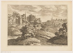 Landschaft mit Ruinen und Hirschen, Landschaften nach Tizian (Serientitel)