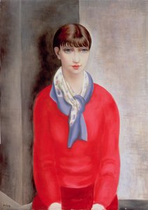 Kiki de Montparnasse in einem roten Pullover und einem blauen Schal von Moise Kisling