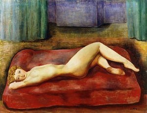 Akt auf rotem Bett