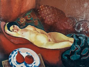 Akt auf rotem Sofa