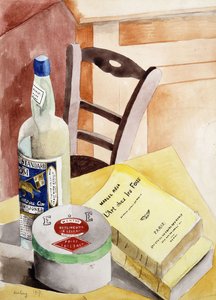 Stillleben mit Flaschen und Büchern von Moise Kisling