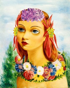 Frau mit Blumen von Moise Kisling