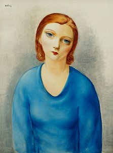 Junge Frau in einer blauen Bluse