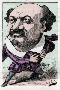 Porträt von François Pierre Villaret (1830-1896), Tenor der Oper zwischen 1863 und 1882 in „Le Trombinoscope“ von Touchatout, Karikatur von B. Moloch von 1882 (1849-1909) von Moloch