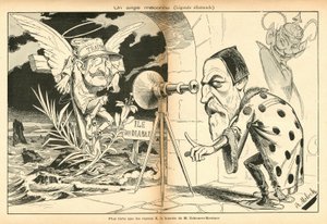 Das Bild zum Lachen, Nummer 4, ca. 1897_11_13 - Illustration von Alphonse Hector Columbus, bekannt als B. Moloch oder Moloch (1849-1909): Ein unbekannter Engel - Dreyfus-Affäre, Teufelsinsel - Dreyfus Alfred, Scherer-Kestner Auguste von Moloch