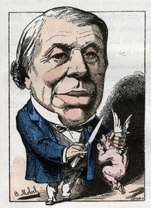 Porträt von Philippe Ricord (1800-1889), französischer Chirurg in „The Trombinoscope“ von Touchatout, Karikatur von B. Moloch von 1882 (1849-1909). Private Sammlung von Moloch