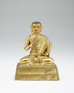 Zwölfter Dalai Lama, Trinlay Gyatso, aus einem Teilset von Lamas und Lehrern, Mitte 19. Jahrhundert von Mongolian School