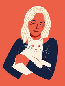 Gemütliche Frau und Katze