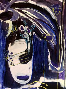 Indigo Blumenabstraktion von Monika Riethmueller