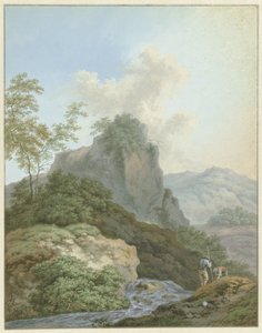 Landschaft mit zwei Jungen an einem Bach von Monogrammist FWH (possibly)