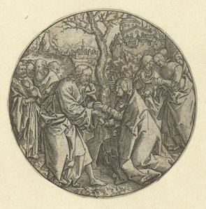 Christus nimmt Abschied von Maria von Monogrammist L (graveur, Nederland)