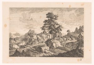 Bergige Landschaft mit Häusern von Monogrammist MEG