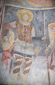 Fresko des Hl. Prokopius in der Kirche, 1413-17 von Morava School