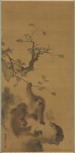 Affen auf einem Felsvorsprung, 1615-1868 von Mori Sosen