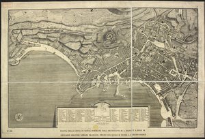 Karte von Neapel, Pianta della citta di Napoli ... M.L. Jolivet ... belin. [sic] et sclp. 1755 von Morise Lewes Jolivet