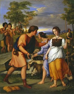 Rebecca und Eliezer am Brunnen von Moritz Daniel Oppenheim
