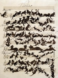Die Katzensymphonie, Zeichnung von Moritz von Schwind von 1868. Staatliche Kunsthalle Karlsruhe.