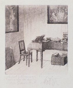 Ansicht von Franz Schuberts Zimmer (Gravur) von Moritz Ludwig von Schwind