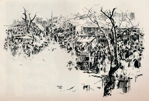 Straßenszene in Asakusa, ca. 1897 von Mortimer L Menpes