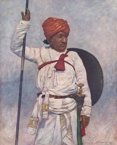 Ein bewaffneter Gefolgsmann der Bombay-Häuptlinge, 1903 von Mortimer L Menpes