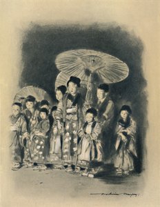 Kinder, die ein Schauspiel beobachten, 1903 von Mortimer L Menpes
