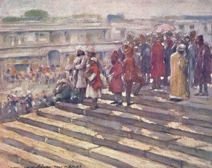 Auf den Stufen der Jumma Masjid, 1903 von Mortimer L Menpes