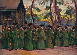 Prozession der Bogenschützen in Kioto, um 1897 von Mortimer L Menpes