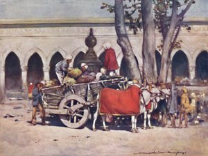 Szene vor dem Bahnhof während des Delhi Durbar, 1903 von Mortimer L Menpes