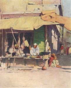 Ein Fleischladen in Peshawur, 1905 von Mortimer Ludington Menpes