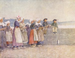 Warten auf die Fischereiflotte, Concarneau (Farblithographie) von Mortimer Ludington Menpes