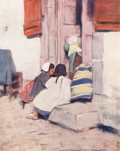Kinder der Welt: Bretonen, Kaufladen spielen von Mortimer Ludington Menpes