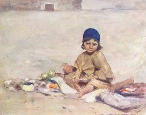 Kinder der Welt: Kaschmir, Still sitzen (Farblithografie)