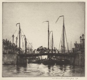 Brücke, Rotterdam (Chioggia: Fischerboote) von Mortimer Menpes