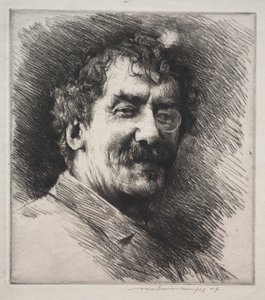 Porträt von Whistler mit der weißen Locke von Mortimer Menpes