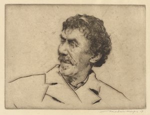 Whistler, Blick nach rechts, Monokel im linken Auge von Mortimer Menpes