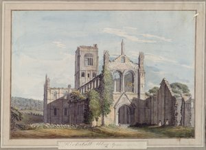 Nordwestansicht der Abtei Kirkstall, 1777 von Moses Griffiths