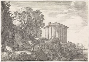 Landschaft mit dem Tempel der Vesta von Moyses van Wtenbrouck